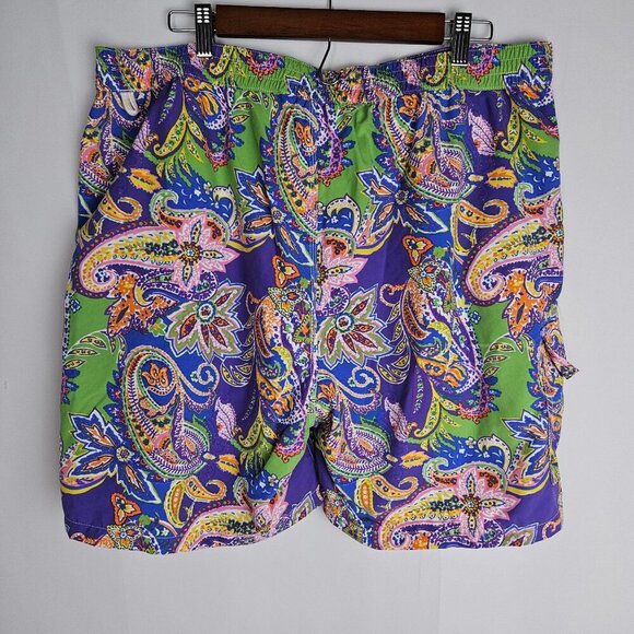 Polo Ralph Lauren Mens XL Paisley Print Swim Shorts Trunks Purple - Picture 2 of 10